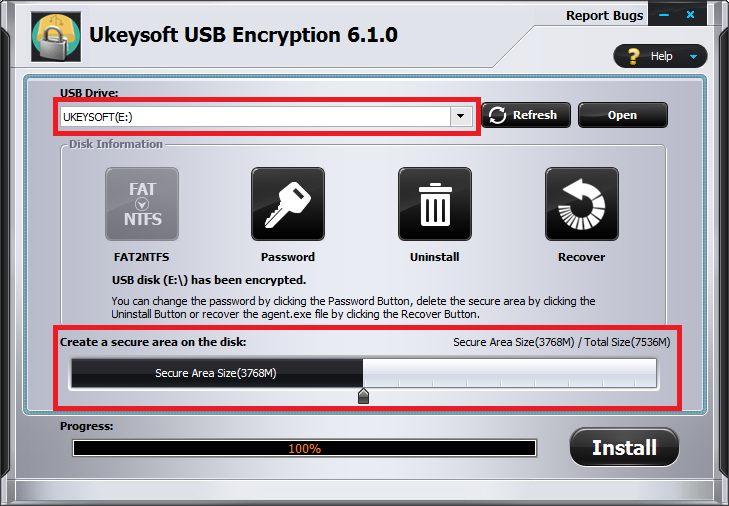 UkeySoft USB Encryption giao diện mã hóa ổ USB